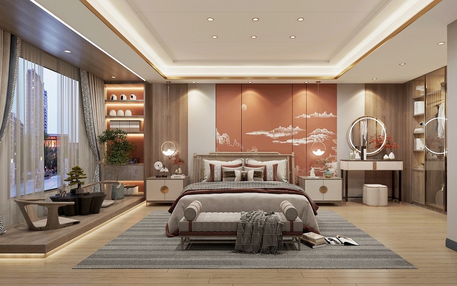 新中式風(fēng)格臥室1